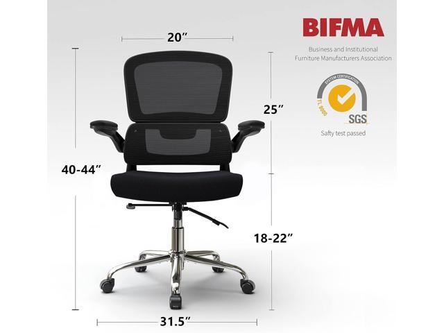 Ergonomic Office Chair, Breathable Mesh Chair with Adjustable Height, Computer Chair with a Double Lumbar Support and Flip-up Arms, Home Office...