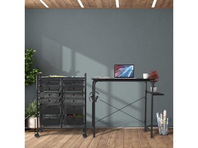 SHW Small Gaming Home Office Computer Desk with Shelf, Black