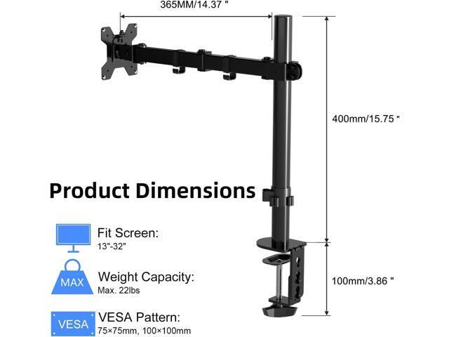 Pholiten Single Monitor Arm,Single Monitor Desk Mount,Adjustable Monitor Arm,Single Mount Holds Screen Up to 22lbs,Monitor Desk Mount,100x100 Vesa...