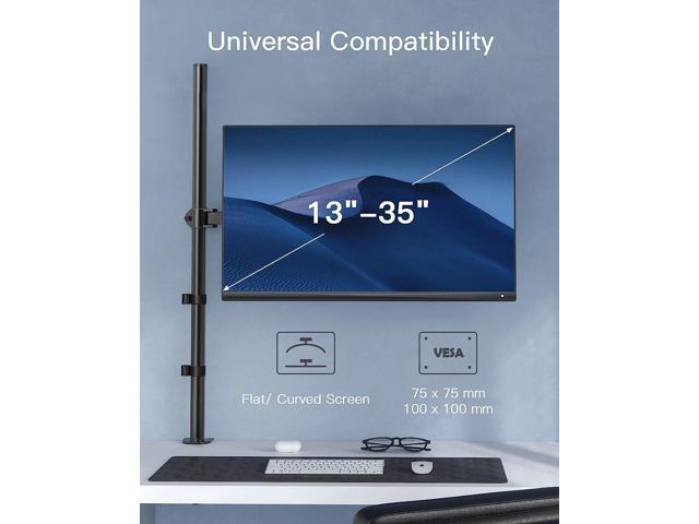 HUANUO Single Monitor Stand Desk Mount, Extra Tall 39 Inch Fully Adjustable Stand Computer Mount for 13-32 In Screen, Ultra Wide Screen to 35in,...