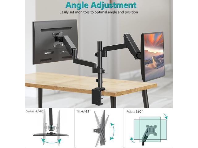 WALI Dual Monitor Stand, 13-32 Inch Adjustable Spring Monitor Mount for Desk Holds Max 17.6 lbs Screens, Swivel Vesa Bracket with C Clamp, Grommet...