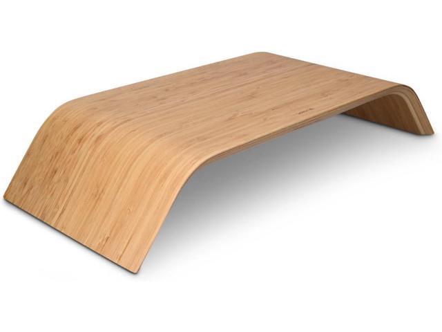 kalibri Wood Monitor Stand Riser - Computer Desk Holder Desktop Dock Wooden Mount Display for PC TV Screen Notebook Laptop - Bamboo