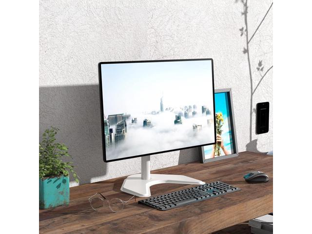 WALI Single Monitor Stand, Free Standing Desk Stand with Mounting Holes 75 to 100, Fully Adjustable Mount Fits One Screen up to 32 inch (MF001-W),...