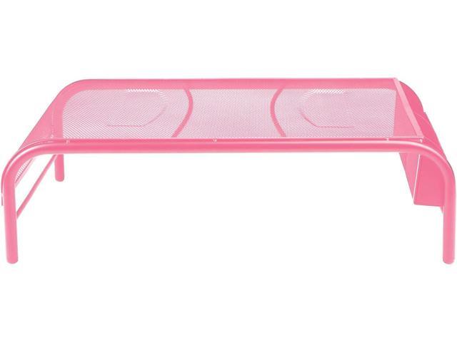 Mind Reader Monitor Stand, Ventilated Laptop Riser, Desktop Organizer, Side Storage, Metal Mesh, 20' L x 11.5' W x 5.5' H, Pink