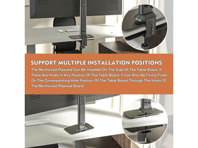 Hemudu Monitor Mount Reinforcement Plate for Thin, Glass and Other Fragile Tabletop, Universal Steel Bracket Plate Fits Most Monitor Stand C Clamp...