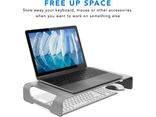 Mount-It! Aluminum Monitor Stand for iMac - Wide Unibody Monitor Riser - Metal Monitor Stand Desktop Organizer with Keyboard Storage - Universal...
