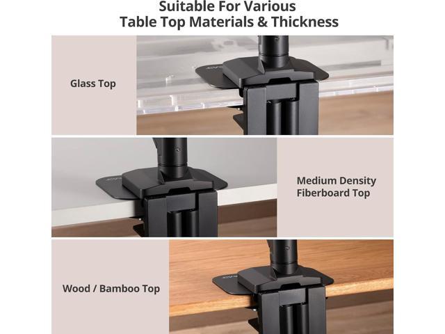 AVLT Adjustable Reinforcement Plate Bracket Mount for Fragile Tabletop - Supports Monitor Stand with C Clamp Or Grommet Installation - Black