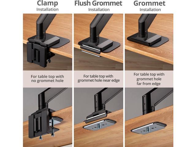 AVLT Adjustable Reinforcement Plate Bracket Mount for Fragile Tabletop - Supports Monitor Stand with C Clamp Or Grommet Installation - Black