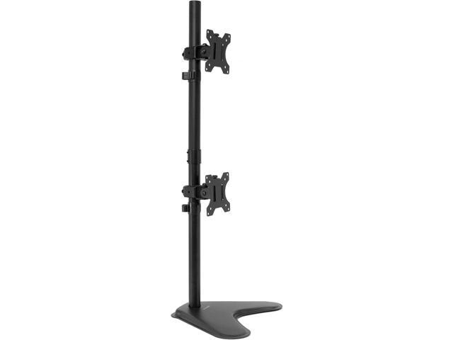 Mount-It! Vertical Dual Monitor Stand, Free Standing Desk Mount, Stack Two Screens from 24 to 32 Inches, Height Adjustable, Tilt, Swivel, Rotate,...