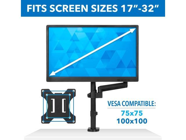 Mount-It! Single Monitor Arm Mount Desk Stand Full Motion Height Adjustable Articulating Gas Spring Arm Fits 19 21 24 27 29 30 32 Inch VESA...