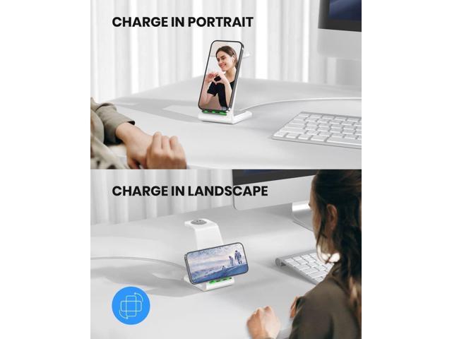 Wireless Charging Stand, GEEKERA 3 in 1 Wireless Charger Dock Station for iPhone 15 14 13 12 11 Pro Max Plus XR XS 8 Plus, Apple Watch...