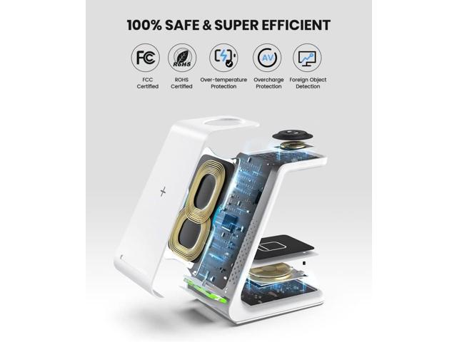 Wireless Charging Stand, GEEKERA 3 in 1 Wireless Charger Dock Station for iPhone 15 14 13 12 11 Pro Max Plus XR XS 8 Plus, Apple Watch...