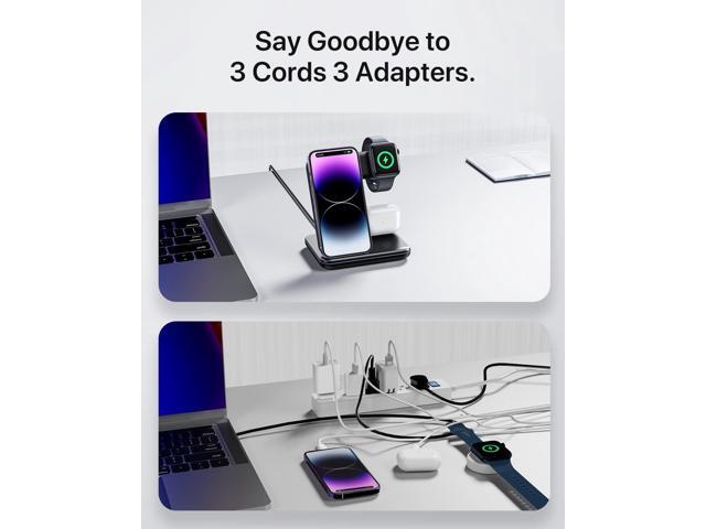 Intoval Charging Station for Apple iPhone/iWatch/Airpods, 3 in 1 Wireless Charger for iPhone 14/13/12/11/XS/XR/XS/X/8, iWatch...