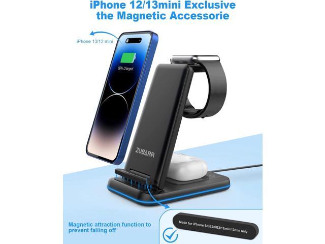 Foldable Wireless Charger for Multiple Devices 3 in 1 Wireless Charging Station for Travel, Compatible with iPhone15 14 13 12 11/Pro/XR, iWatch...