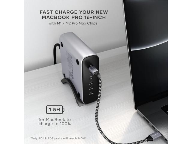 Satechi 200W 6-Port GaN Charger - 2X 140W USB-C and 4X USB-C, Fast Charging Travel Station for Apple and Most Thunderbolt Devices