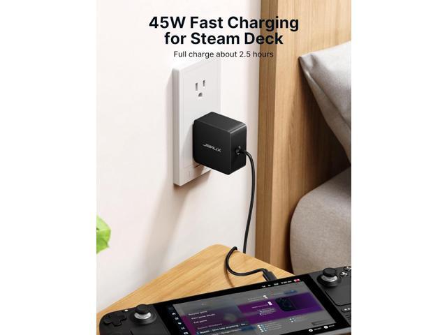JSAUX 45W USB-C Power Delivery Charger, Intelligent Output Adjustment, Compatible with Steam Deck, Switch