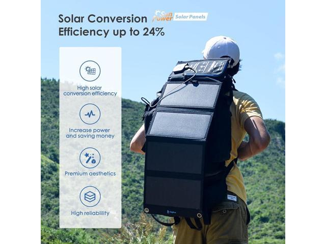 Solar Panels Charger with Digital Ammeter, BigBlue 28W SunPower Camping Solar Panel, Dual USB(5V/4A Overall), IPX4 Waterproof, Compatible with...