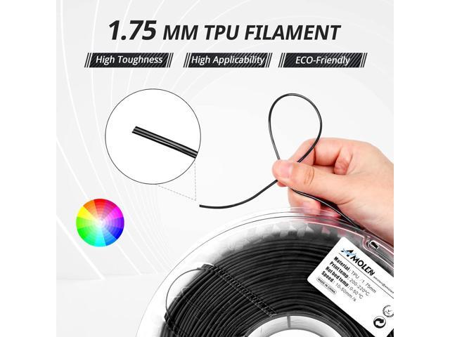 AMOLEN 95A TPU 3D Printer Filament 1.75mm, High Hardness & Resilience TPU Basic Black Filament, 1KG Flexible 3D Filament, Dimensional Accuracy +/-...