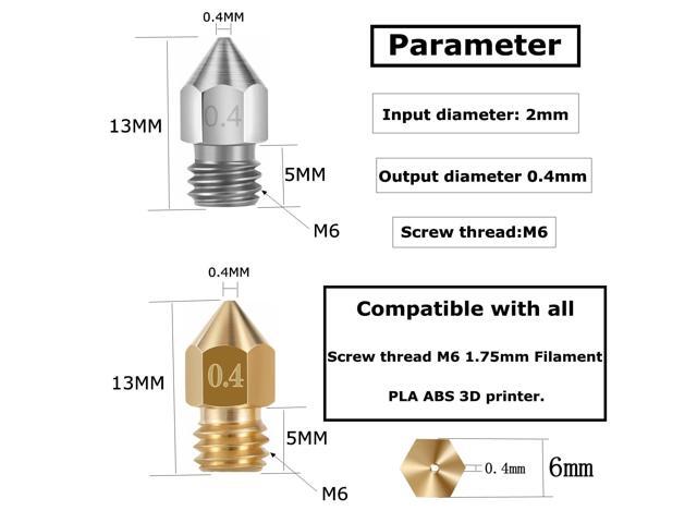 32PCS Nozzles 3D Printer nozzles Mk8 Nozzle, Stainless Steel, Brass,Compatible with Ender 3/Ender 3 Pro Nozzle/Ender 3 Neo/Ender 3 Max/Ender 5...