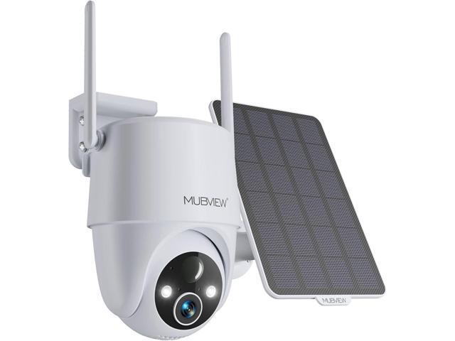 MUBVIEW Solar Security Cameras Wireless Outdoor, 2K 360° PTZ Battery Powered Outdoor Camera, 2.4Ghz WiFi Home Security Camera, Color Night Vision,...