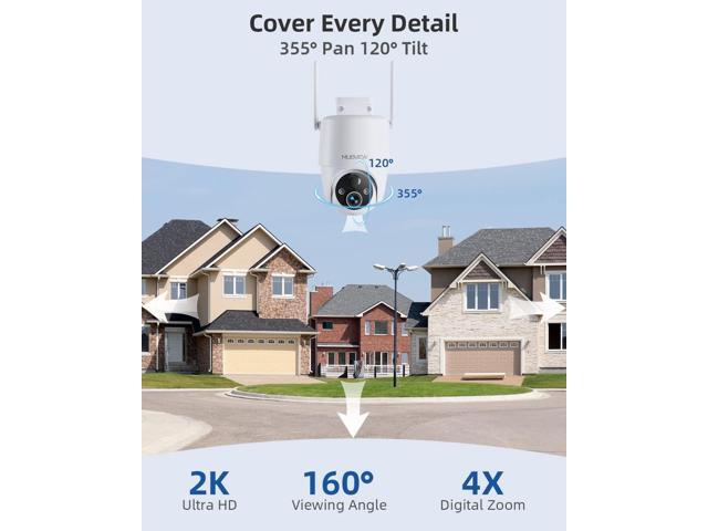 MUBVIEW Solar Security Cameras Wireless Outdoor, 2K 360° PTZ Battery Powered Outdoor Camera, 2.4Ghz WiFi Home Security Camera, Color Night Vision,...