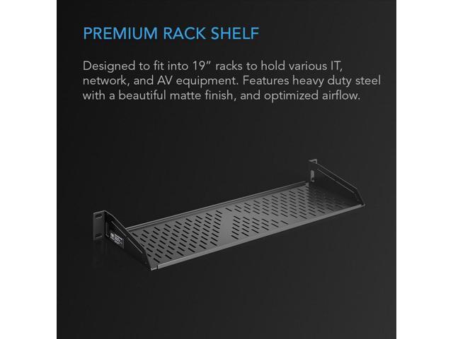 AC Infinity Vented Cantilever 1U Universal Rack Shelf, 6' Deep, for 19 Equipment Racks. Heavy-Duty 2.4mm Cold Rolled Steel, 40lbs Capacity