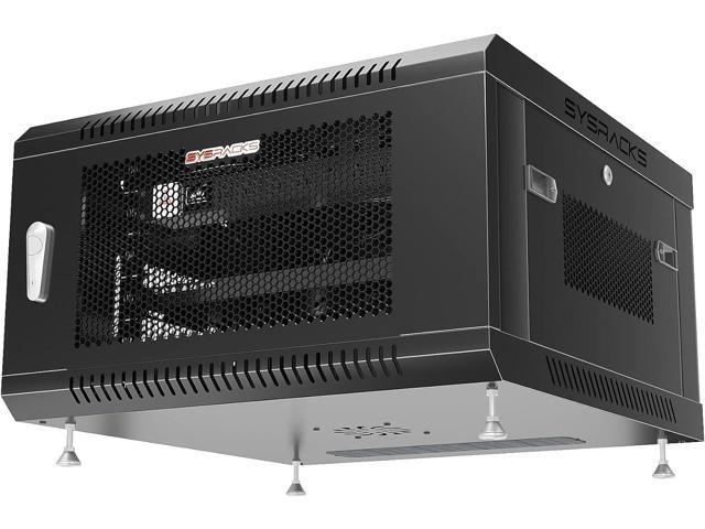 Sysracks - Server Rack - Wall Cabinet - 6U Wall Mount Rack Enclosure with Fans - Audio Rack - Network Rack - 24 Inch Depth AV Cabinet - on Levelers...