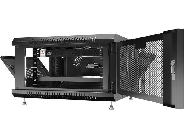 Sysracks - Server Rack - Wall Cabinet - 6U Wall Mount Rack Enclosure with Fans - Audio Rack - Network Rack - 24 Inch Depth AV Cabinet - on Levelers...
