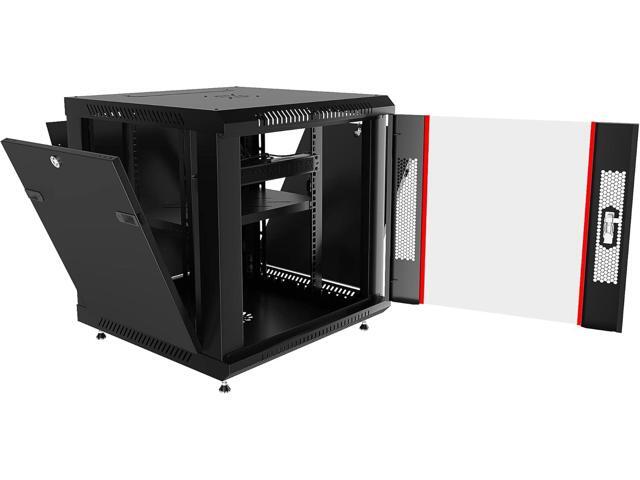 SysRacks 12U Wall Mount Server Rack Cabinet - Cooled Enclosure for Network Equipment, Secure Lockable Unit, Adjustable Rails