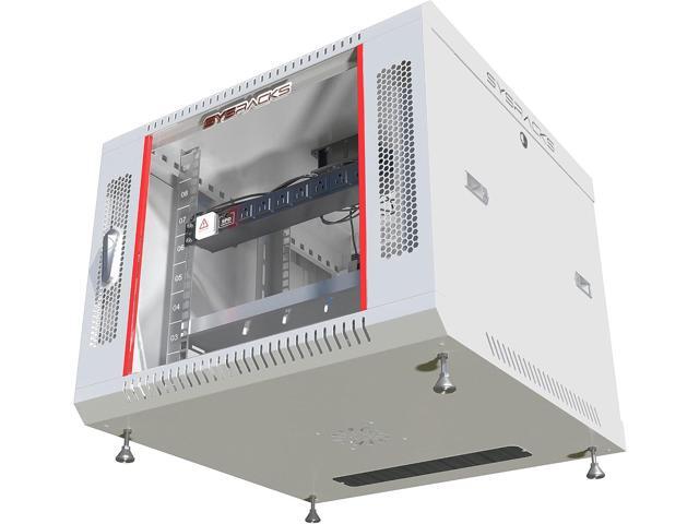 Server Rack 9U Wall Mount Network Cabinet Gray IT Av Data Server Rack Cabinet Enclosure 24 Inch Depth - Shelf - 8-Way PDU - Fan - Casters -...