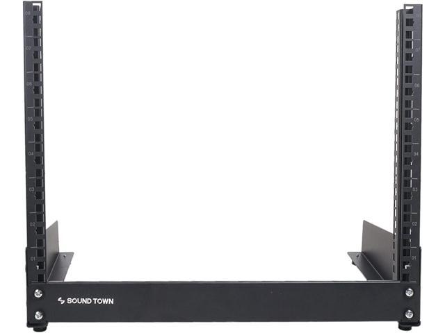 Sound Town 8U 2-Post Desktop Open-Frame Rack, for Audio/Video, Network Switches, Routers, Patch Panels (ST2PF-8LW)