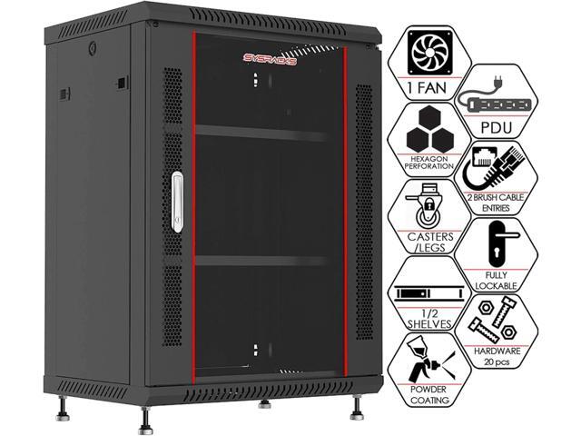Server Rack - Wall Mount Networking Cabinet - Locking IT Cabinet - 19 Inch Enclosure Av Audio Video Rack Lockable Cabinet Network Rack with...