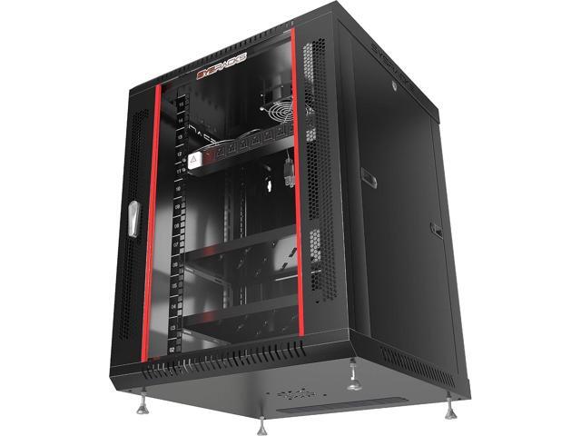Server Rack - Wall Mount Networking Cabinet - Locking IT Cabinet - 19 Inch Enclosure Av Audio Video Rack Lockable Cabinet Network Rack with...
