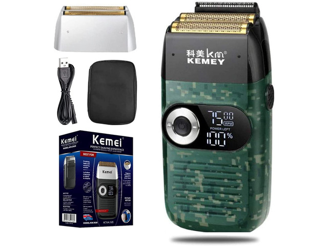 KEMEI Razor Barber for Men,Electric Razor Rechargeable with Beard Trimmer,Cordless Lithium Titanium Razor with Travel Case