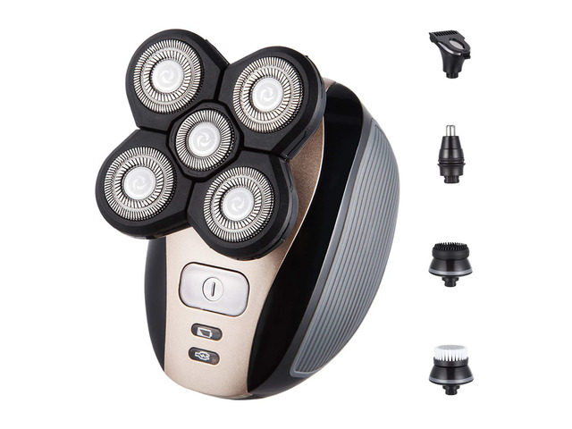 5 in1 Grooming kit Wet/Dry Shaver Electric Razor for Men All in One Bald Hair Trimmer Beard & Nose Trimmer Facial Cleansing Brush Waterproof USB...