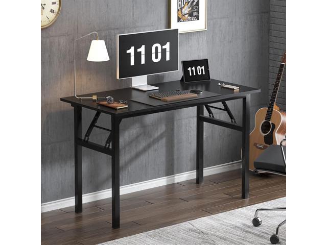 Need Computer Desk Office Desk 47 inches Folding Table with BIFMA Certification Computer Table Workstation No Install Needed, Black Brown