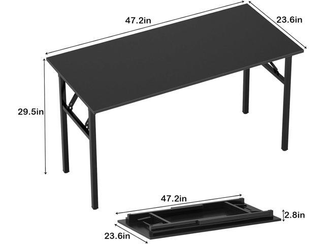 Need Computer Desk Office Desk 47 inches Folding Table with BIFMA Certification Computer Table Workstation No Install Needed, Black Brown