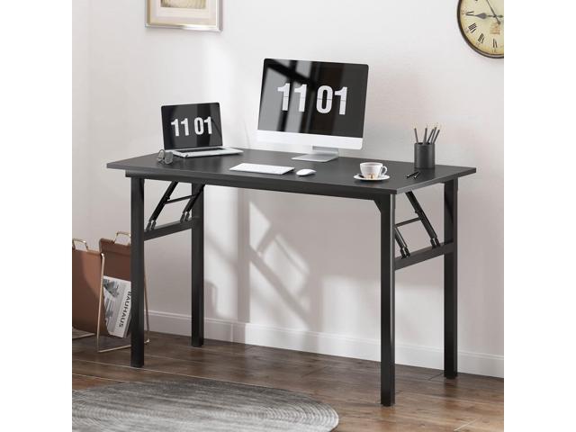 Need Computer Desk Office Desk 47 inches Folding Table with BIFMA Certification Computer Table Workstation No Install Needed, Black Brown
