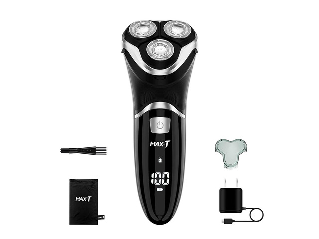 Electric Shaver for Men, MAX-T Quick Rechargeable Electric Razor Wet Dry Rotary Shaver with Pop Up Trimmer and LED Display, IPX7 100% Waterproof...