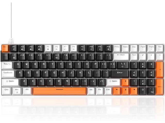 MageGee 100 Keys Mechanical Gaming Keyboard, Yellow Switch, 96% Compact Layout LED White Backlit Wired Keyboard with Numpad Arrow Keys, for PC.