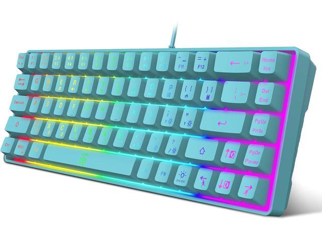 Snpurdiri 60% Membrane Gaming Keyboard,RGB Compact Wired Small Keyboard, Strong Mechanical Feel for PC/Mac Gamer, Typist, Travel, Easy to Carry on.