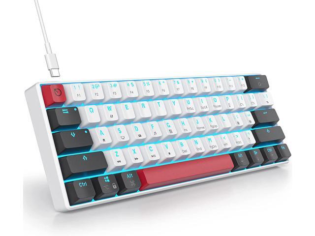 Ussixchare 60% Mechanical Keyboard Mini Gaming Keyboard 60 Percent with Red Switch Wired Type-C Cable Mini Keyboard with Blue Light Backlight for.