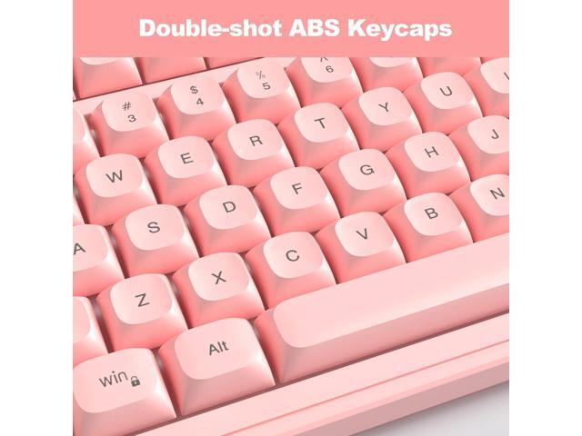Camiysn Wire Gaming Keyboard, 7 Colorful Rainbow Backlight Classic Gaming Keyboard (Pink)