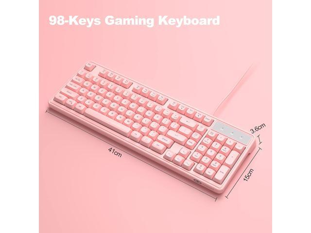 Camiysn Wire Gaming Keyboard, 7 Colorful Rainbow Backlight Classic Gaming Keyboard (Pink)