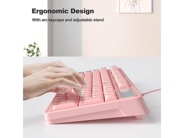 Pink Creamy Keyboard and Mouse Combo,MageGee GK980 Wired RGB Backlit Keyboard and Pink Gaming Mouse Combo,PC Keyboard and Adjustable Sensitivity...
