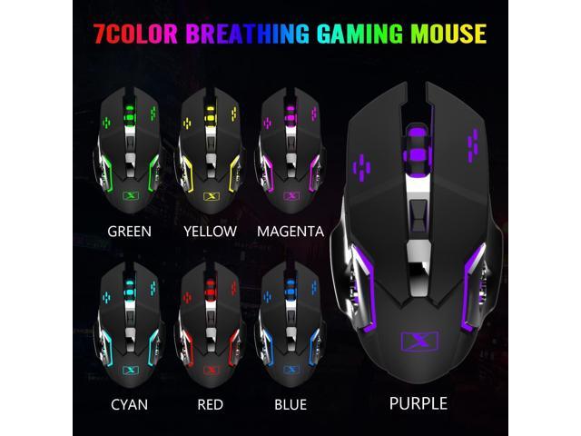 Wireless Gaming Keyboard and Mouse Combo,Rainbow LED Backlit Keyboard with Rechargeable 3800mAh Battery Metal Panel,Removable Wrist Rest Mechanical...