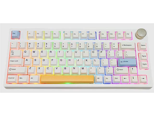 keydous NJ80-AP Wireless Mechanical Keyboard with Knob Bluetooth 5.0/2.4G/Wired Connection 75% Hot Swappable Custom RGB Programmable Gaming.