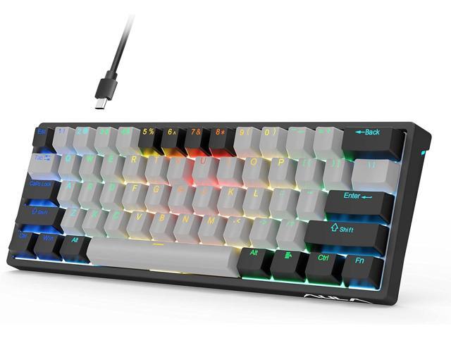 AULA RGB 60 Percent Wired Mechanical Keyboard, Mini Compact Gaming Keyboards with Brown Switches-Black & Grey