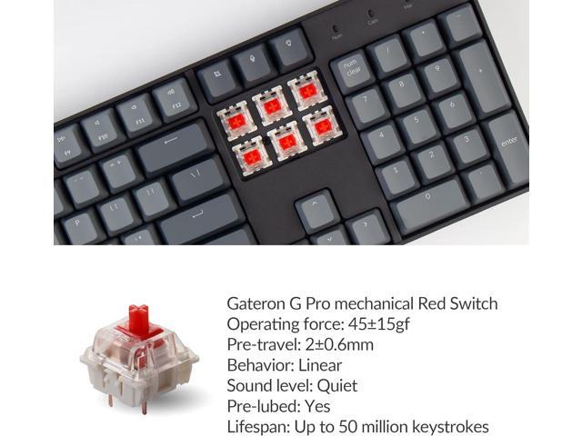 Keychron K10 Full Size 104 Keys Bluetooth Wireless/USB Wired Mechanical Gaming Keyboard for Mac with Gateron G Pro Red Switch/Multitasking/White...