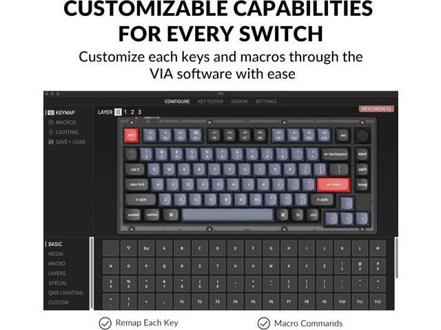 Keychron V1 Wired Custom Mechanical Keyboard Knob Version, 75% Layout QMK/VIA Programmable with Hot-swappable Keychron K Pro Brown Switch...